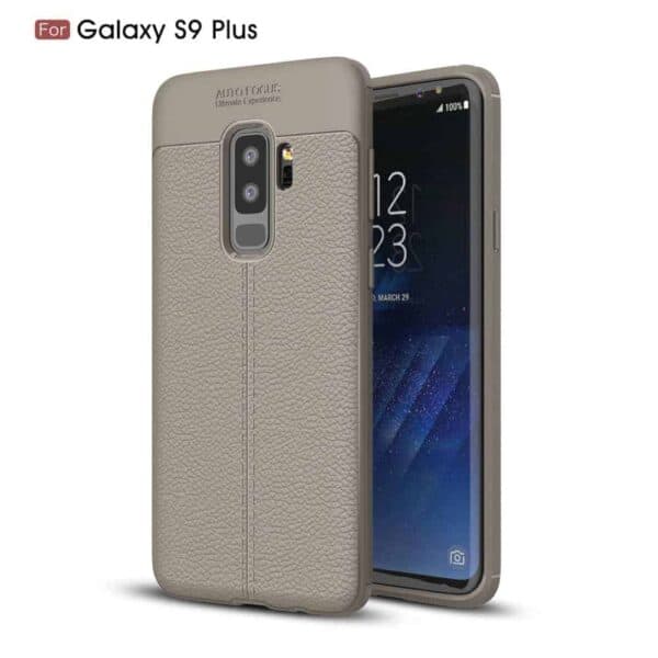 Samsung Galaxy S9 Plus G965 Tpu Etui Med Læder Look - Grå