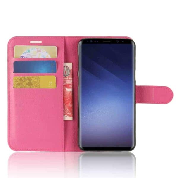 Samsung Galaxy S9 G960 Pu Læder Etui Med Kortholder Og Ståfunktion - Rosa