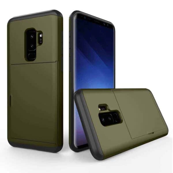 Samsung Galaxy S9 Plus G965 Tpu Etui Med Kortholder – Army Grøn