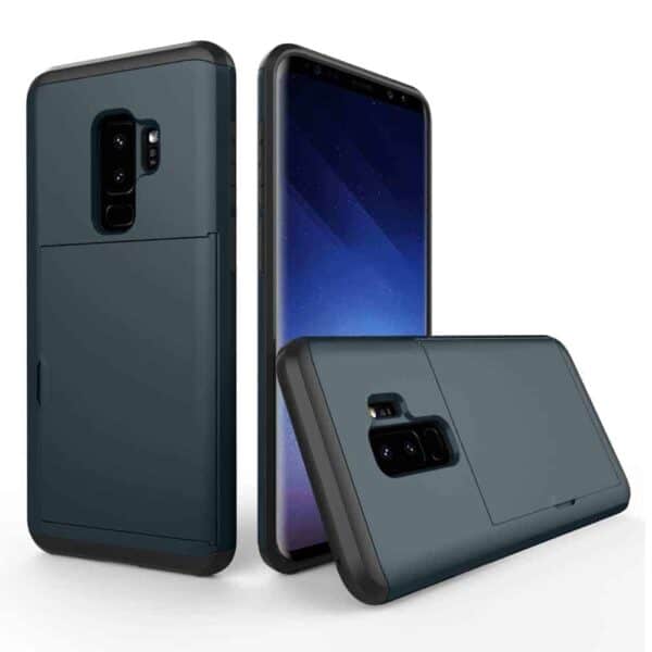 Samsung Galaxy S9 Plus G965 Tpu Etui Med Kortholder - Mørkeblå