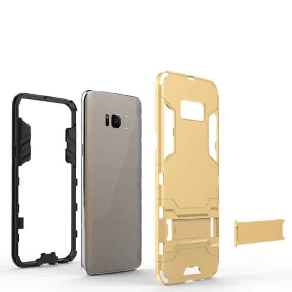 Galaxy S8 - Pc Og Tpu Hyrbid Cover Med Stand - Guldfarve