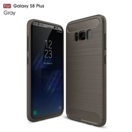 Galaxy S8 Plus - Kulfiber Børstet Tpu Beskyttende Cover - Grå