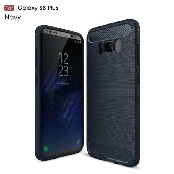 Galaxy S8 Plus - Kulfiber Børstet Tpu Beskyttende Cover - Mørkeblå