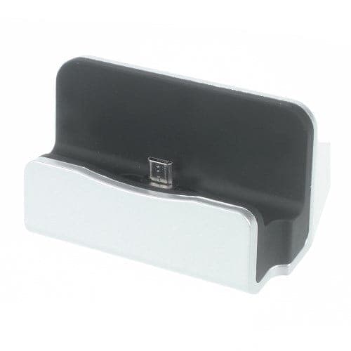 Micro Usb Dock Station Oplader Holder (positiv Retning Port) - Sølv