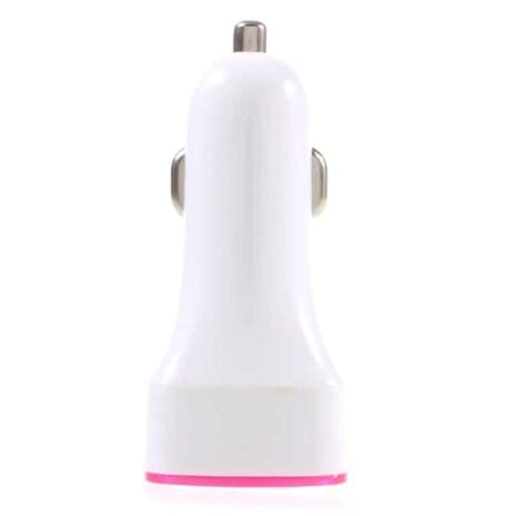 Pinzun 2.1a Dual Port Usb Biloplader Adapter - Rosa