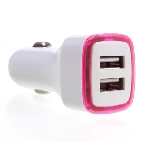 Pinzun 2.1a Dual Port Usb Biloplader Adapter - Rosa