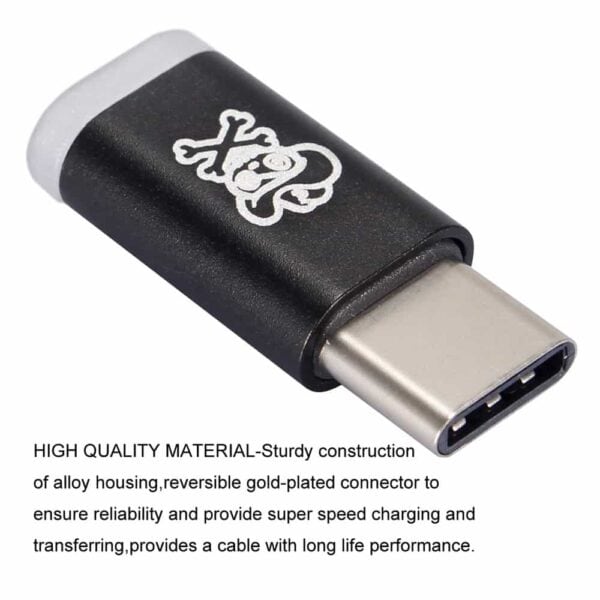 Hat Prince Hc-2 Micro Usb Female Til Usb 3.1 Type C Male Oplader Og Synkroniserings Adapter - Sort