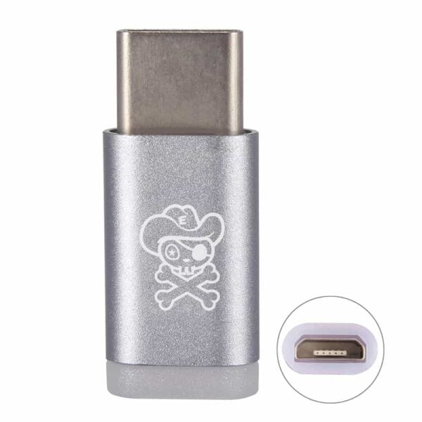 Hat Prince Adabter Micro Usb Hunstik Til Usb 3.1 Type C Hanstik Til Oplader Og Synkroniserings Adapter - Sølv