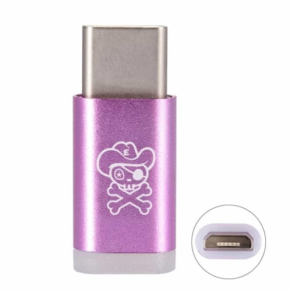 Hat Prince Hc-2 Micro Usb Female Til Usb 3.1 Type C Male Oplader Og Synkroniserings Adapter - Lyserød