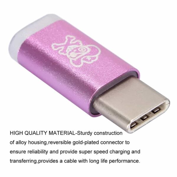 Hat Prince Hc-2 Micro Usb Female Til Usb 3.1 Type C Male Oplader Og Synkroniserings Adapter - Lyserød