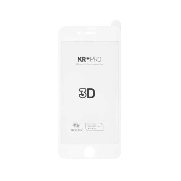 Iphone 8 Plus - Hærdet Glas Skærmbeskyttelse Med 3d Afrundet Kant - Hvid