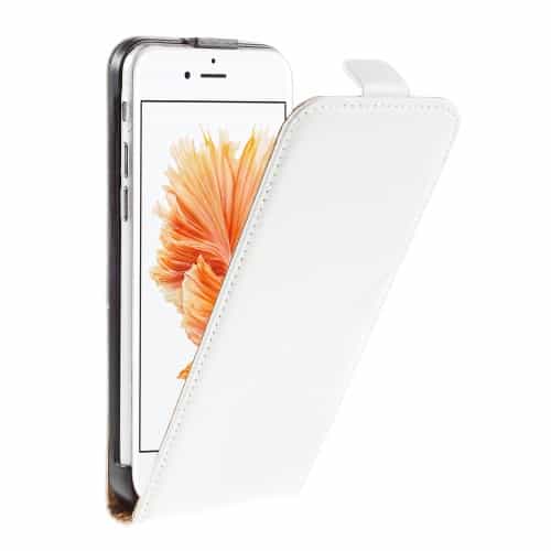 Iphone 6/6s - Ægte Split Læder Vertikalt Flip Cover - Hvid