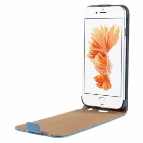 Iphone 6/6s - Ægte Split Læder Vertikalt Flip Cover - Blå