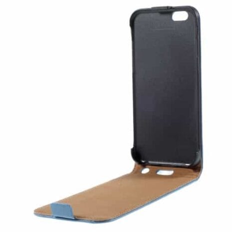 Iphone 6/6s - Ægte Split Læder Vertikalt Flip Cover - Blå