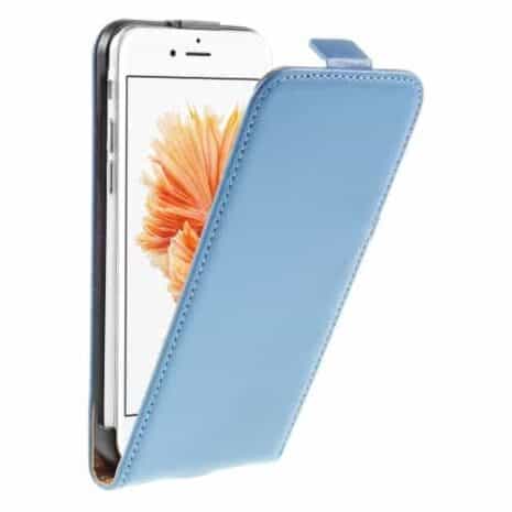 Iphone 6/6s - Ægte Split Læder Vertikalt Flip Cover - Blå