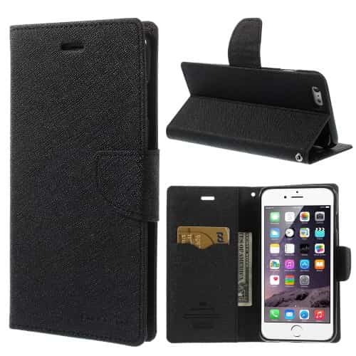 Iphone 6/6s Plus - Luksus Pu Læder Look Cover - Sort