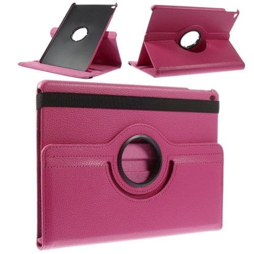 Ipad Air 2 (a1566, A1567) - 360 Graders Roterbart Stand Litchi Pu Læder Etui - Rosa