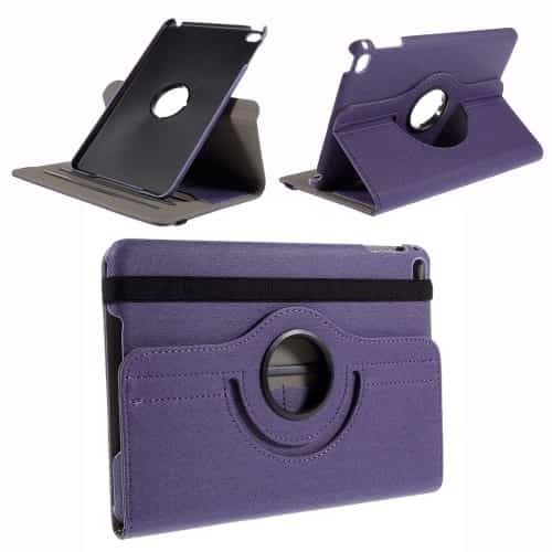 Ipad Mini 4 (a1538, A1550) - Cloth Skin Smart Pu Læder Etui Med Roterbar Stand - Lilla