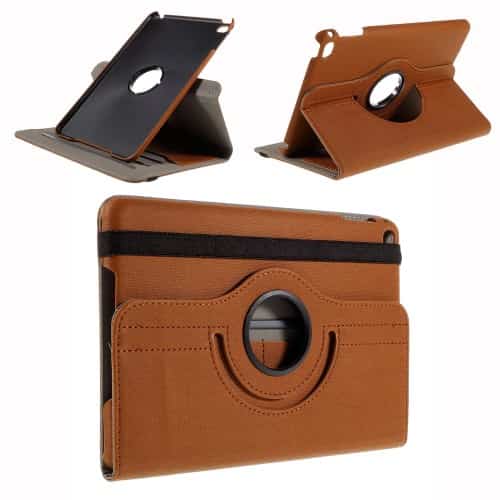 Ipad Mini 4 (a1538, A1550) - Cloth Skin Smart Pu Læder Etui Med Roterbar Stand - Brun