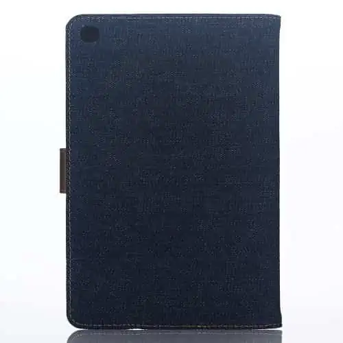 Ipad Mini 4 (a1538, A1550) - Jeans Cloth Smart Pu Læder Pung Etui Med Stand - Sort-blå