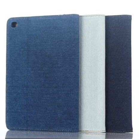 Ipad Mini 4 (a1538, A1550) - Jeans Cloth Smart Pu Læder Pung Etui Med Stand - Sort-blå