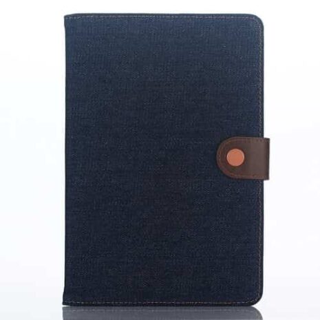 Ipad Mini 4 (a1538, A1550) - Jeans Cloth Smart Pu Læder Pung Etui Med Stand - Sort-blå