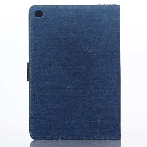 Ipad Mini 4 (a1538, A1550) - Jeans Cloth Smart Pu Læder Pung Etui Med Stand - Mørkeblå