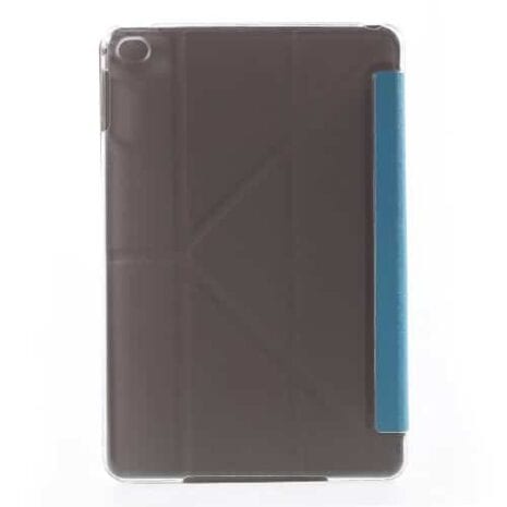 Ipad Mini 4 (a1538, A1550) - Silke Tekstur Origami Stand Pu Læder Smart Etui - Blå