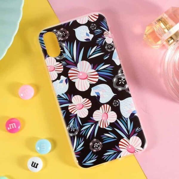 Iphone X - Blødt Gummi Cover Med Printet Mønster - Lyserøde Blomster