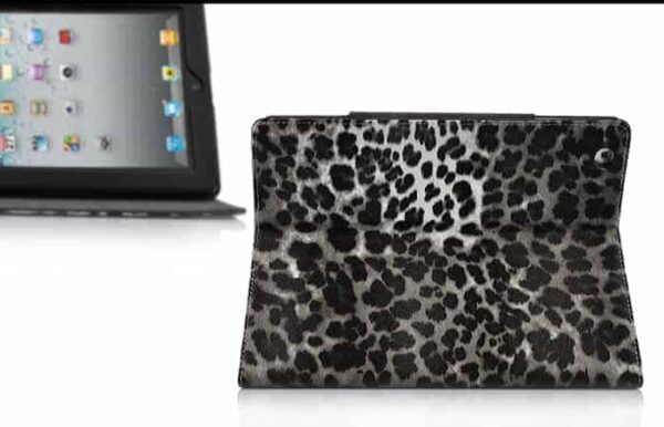 Leopard Pattern Folio Stand Leather Case - Sort