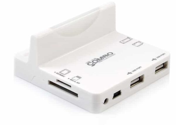 Iphone 4/4s - Docking Station Med Card-reader - Hvid