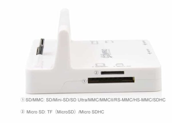 Iphone 4/4s - Docking Station Med Card-reader - Hvid