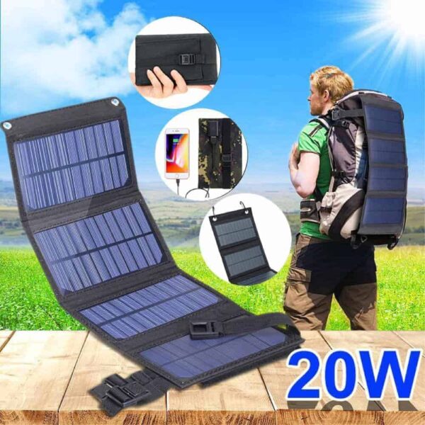 Foldbart Solpanel 20w - Sort