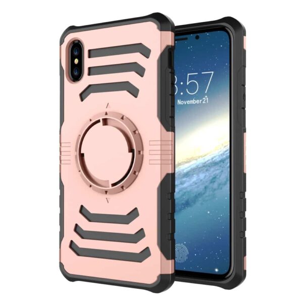 Iphone X - Plastik Og Gummi Cover Med Sportsarmbånd - Stødabsorberende Funktion - Rosaguld