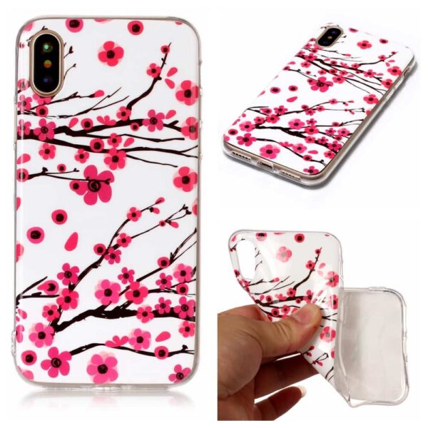 Iphone X - Gummi Cover Med Klart Støbt Mønster - Drømmeblomst