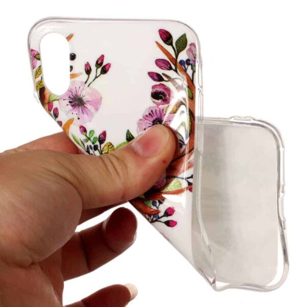 Iphone X - Gummi Cover Med Klart Støbt Mønster - Blomstrende Elg