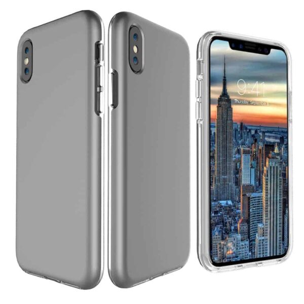 Iphone X - Plastik Og Gummi Hybrid Cover Med Beskyttende Gummibelagt Overflade - Grå