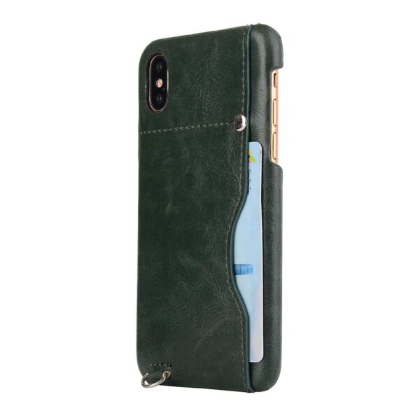 Iphone X - Hard Plastik Cover Og Overtrukket Kunstlæder Med Skindmønster - Grøn