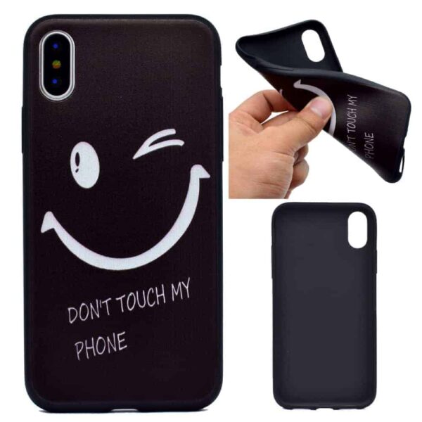 Iphone X - Gummi Cover Med Ultra Tyndt Design Og Printet Mønster - Smiley