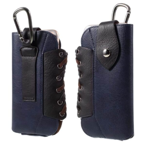 Iphone 6s Plus/6 Plus - Ydre Pu Læder Lomme Etui + Karabiniere - Mørkeblå