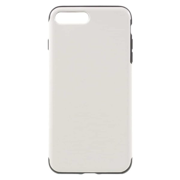 Iphone 8 Plus - Gummi Cover Med Overtrukket Kunstlæder Skindmønster - Hvid