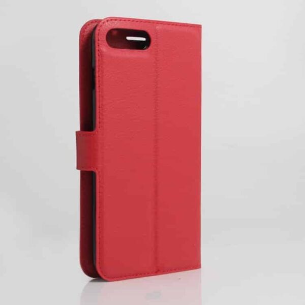 Iphone 7 Plus - Litchi Pu Læder Cover Med Pung - Rød