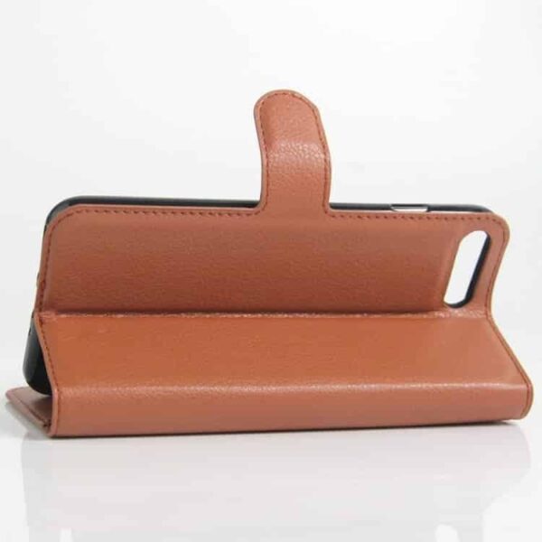 Iphone 7 Plus - Litchi Pu Læder Cover Med Kortslots - Brun