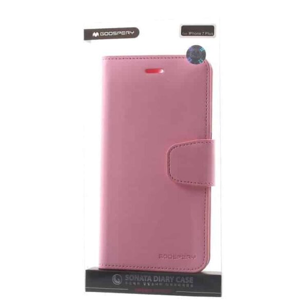 Iphone 7 Plus - Mercury Goospery Sonata Diary Pu Læder Cover Med Kortslots - Pink