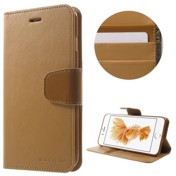Iphone 7 Plus - Mercury Goospery Sonata Diary Pu Læder Cover Med Kortslots - Brun