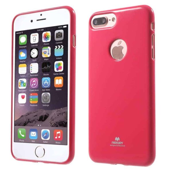 Iphone 8 Plus - Gummi Cover Med Funklende Pulver Design - Rosa