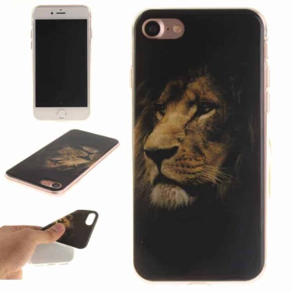 Iphone 7 - Blødt Tpu Imd Mønstret Cover - Brun Løve