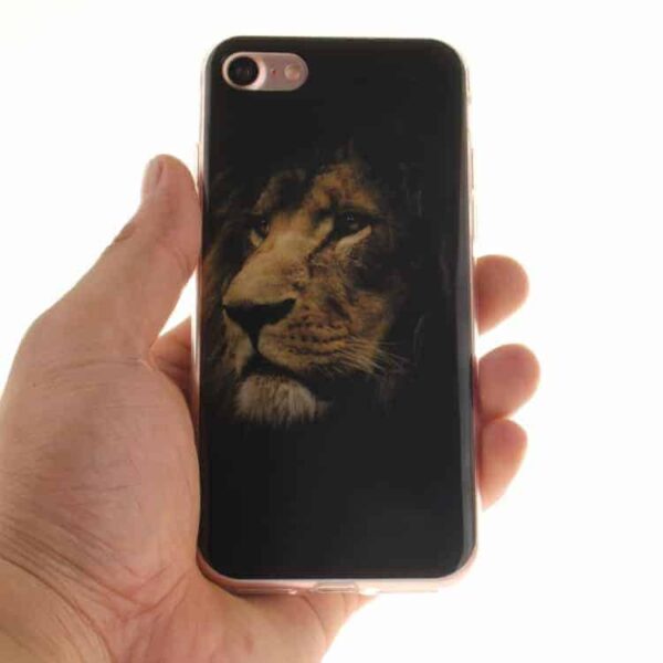 Iphone 7 - Blødt Tpu Imd Mønstret Cover - Brun Løve