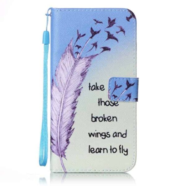 Iphone 7 Plus - Pung Stand Pu Læder Etui - Take Those Broken Wings And Learn To Fly