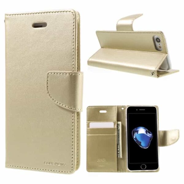 Iphone 7 - Mercury Goospery Bravo Diary Pu Læder Pung Med Kortslots - Guld